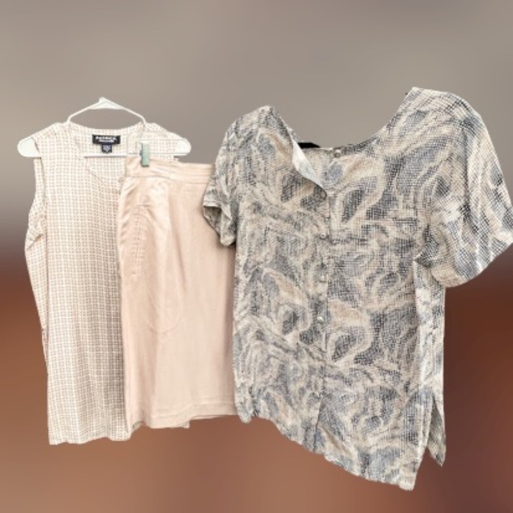 Patrick Collection & Componix Silk Tunic and Skirt Bundle 3 Pieces Vintage